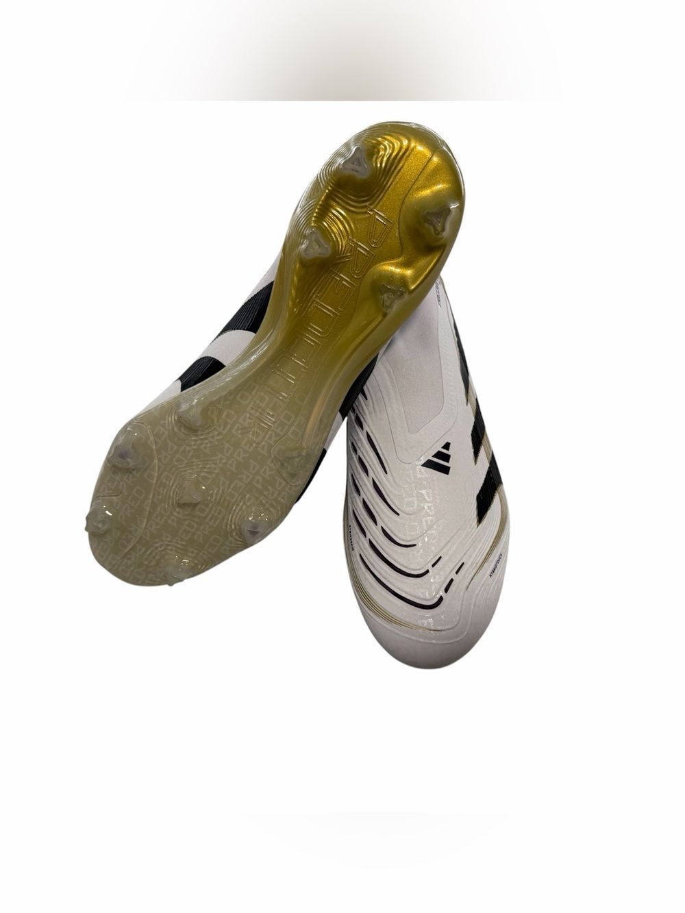 Adidas Predator White Soccer Cleats with Black & Gold Accents - Picture 2 of 5